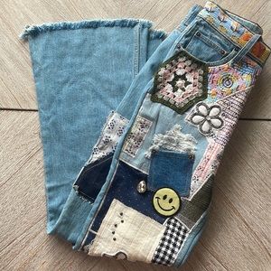 Bdg urban outfitters high waisted flared patch jeans
